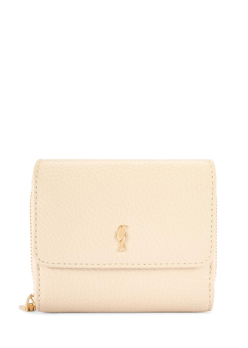 Small cream leather women's wallet PORES-0802R-0B(W26), front product view on white background.