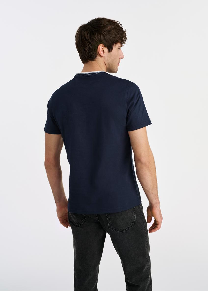 Navy blue men's cotton T-shirt TSHMT-0123-69(W25)