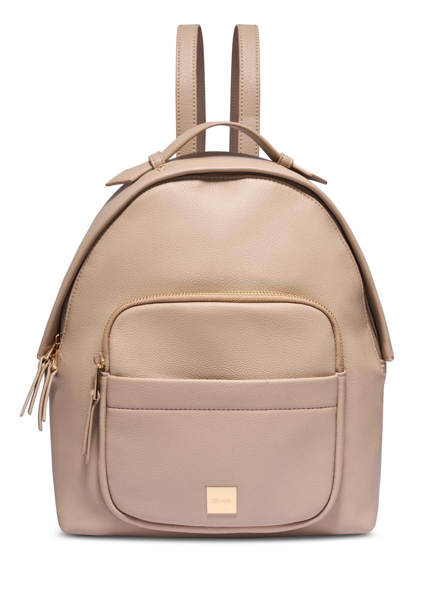 Beige women's backpack TOREC-1253-1B(Z26), front product view on white background.