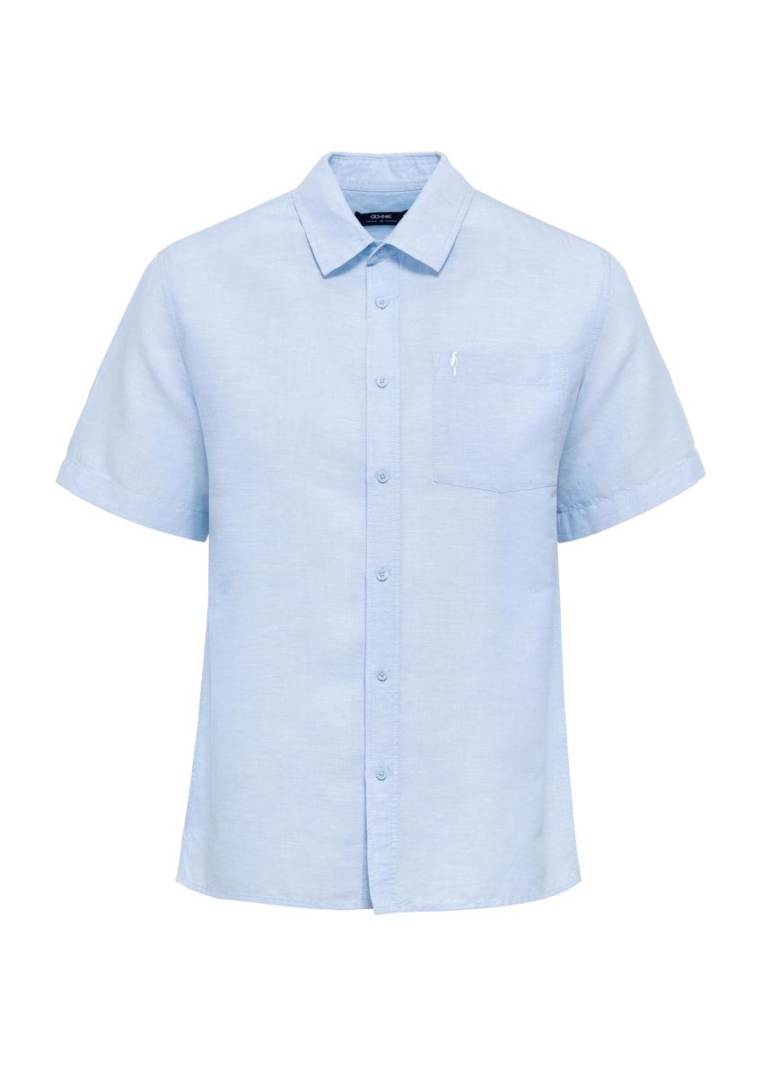 Blue men's shirt with short sleeves KOSMT-0327-60(W25)
