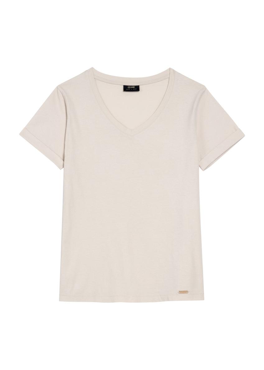 Light beige women's V-neck T-shirt TSHDT-0118B-1A(Z26)