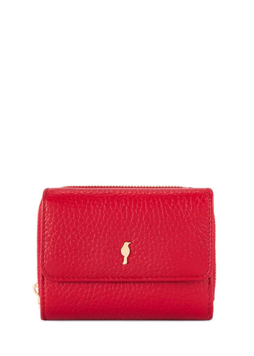 Small red leather women's wallet PORES-0802G-42(Z25), front product view on white background.
