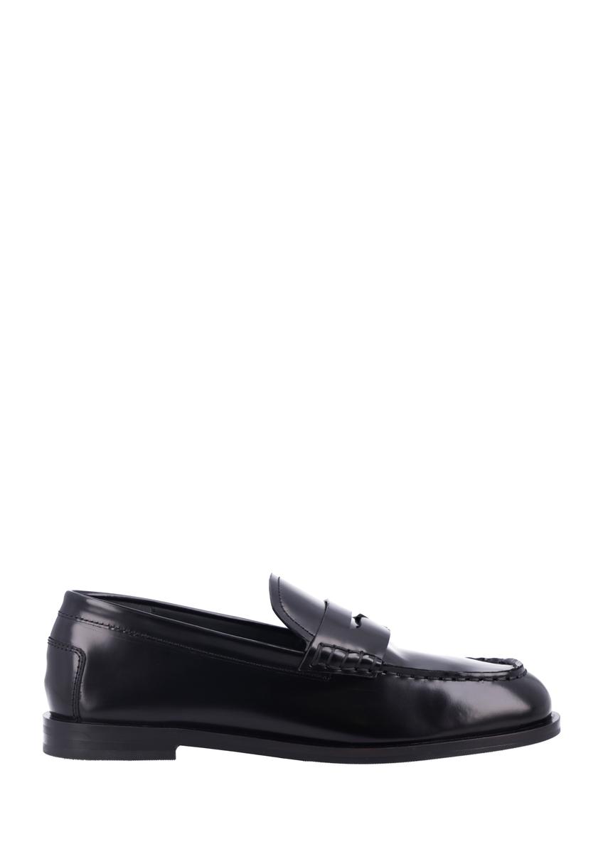 Women's leather moccasins in black BUTYD-1355-9F(Z26), side view of the product on a white background.