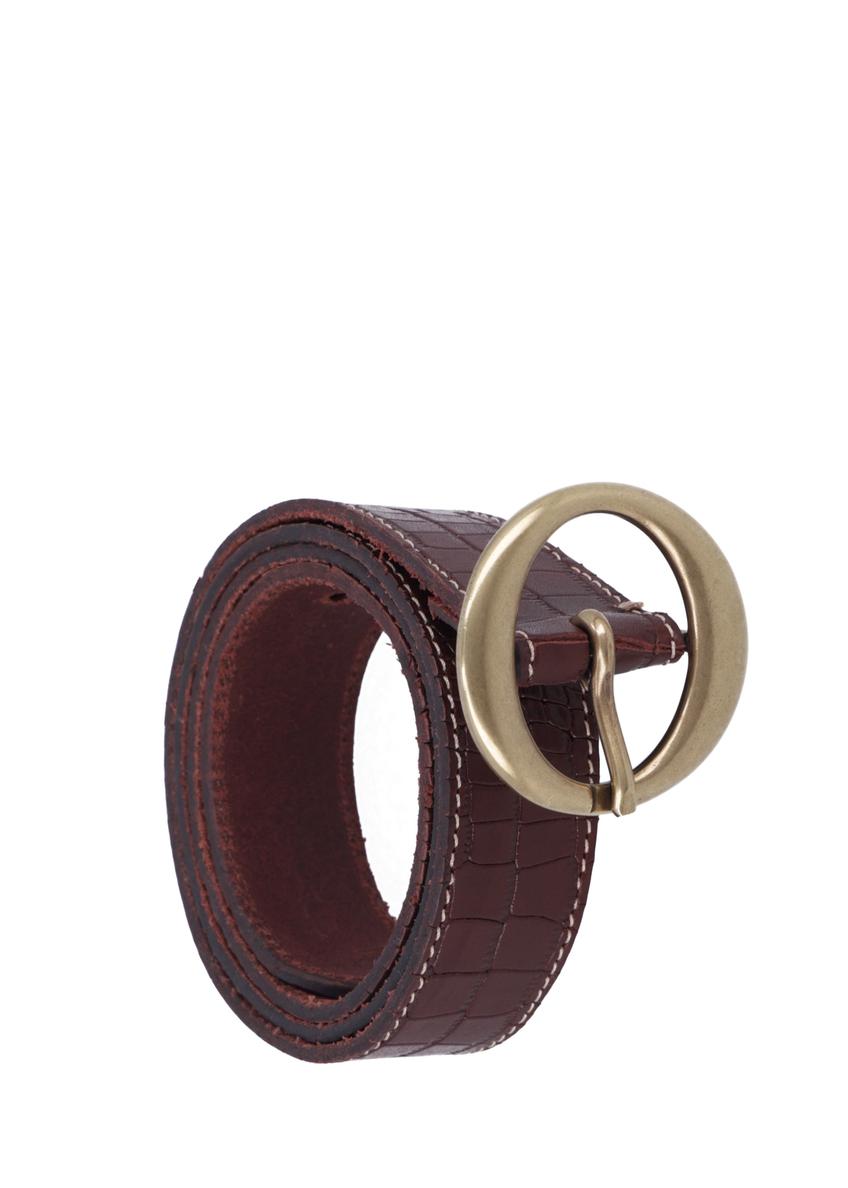Brown leather women's belt with animal motif PASDS-0353-1H(Z26)