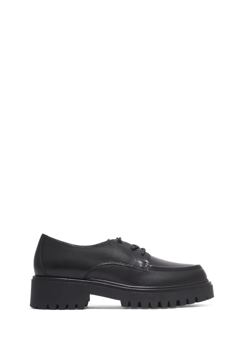 Black leather women's shoes BUTYD-1310-99(Z26), side view of the product on a white background.