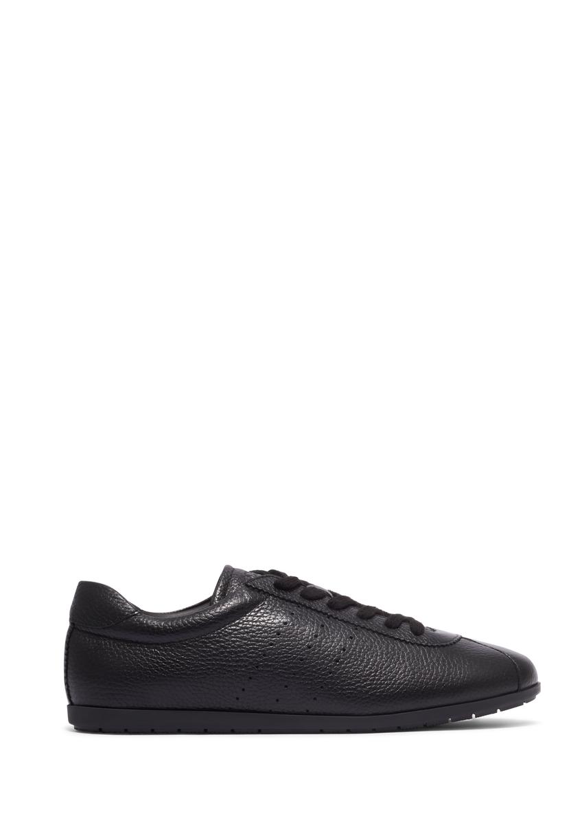 Women's black leather sneakers BUTYD-1293-9I(Z26), side product view on white background.