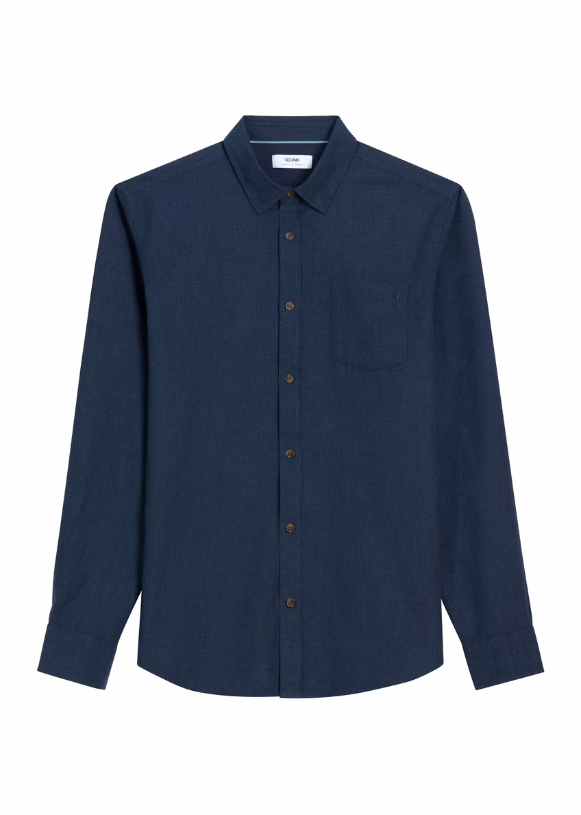 Navy blue men's cotton shirt KOSMT-0363-7E(Z26)