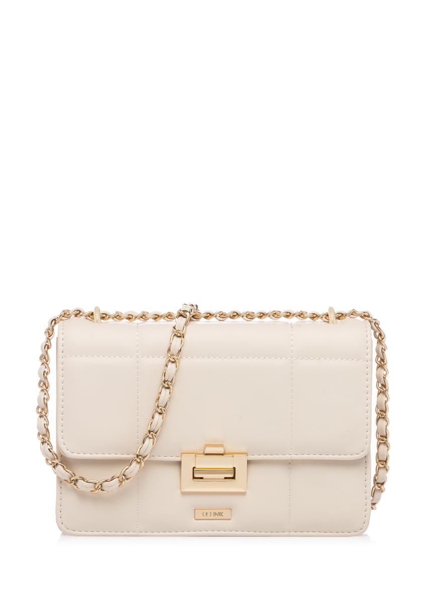 Small women's handbag in cream color TOREC-1186-0B(W26) - front view of the product, on a white background.
