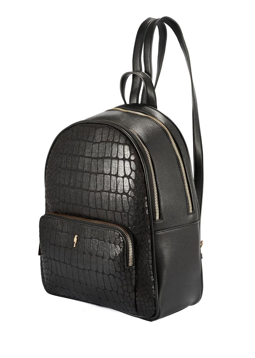 Black women's croco-style backpack TOREC-0725A-97(Z25)