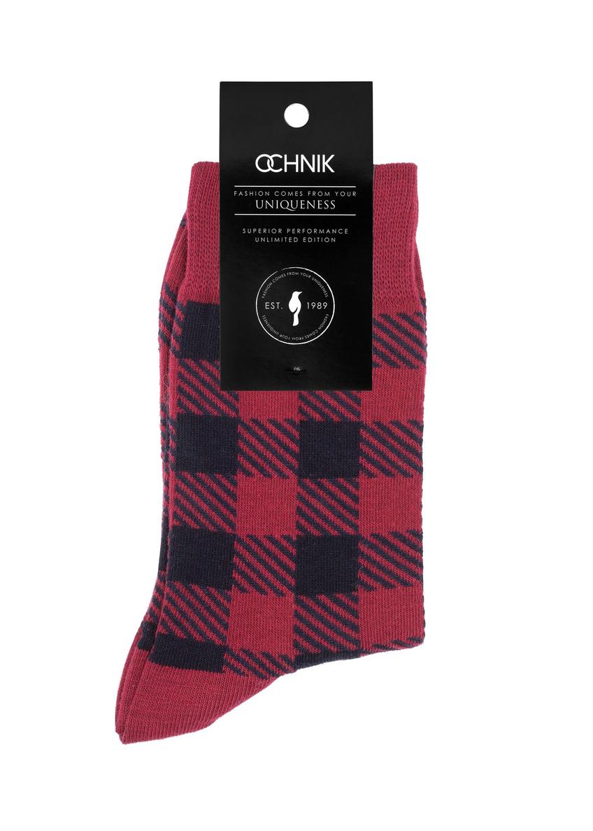 Red and black checkered men's socks SKAMT-0180-42(Z23)