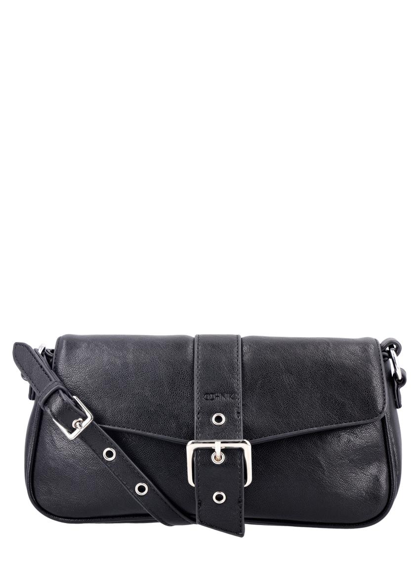 Black women's handbag with buckle TOREC-1370-99(Z26), front product view on white background.