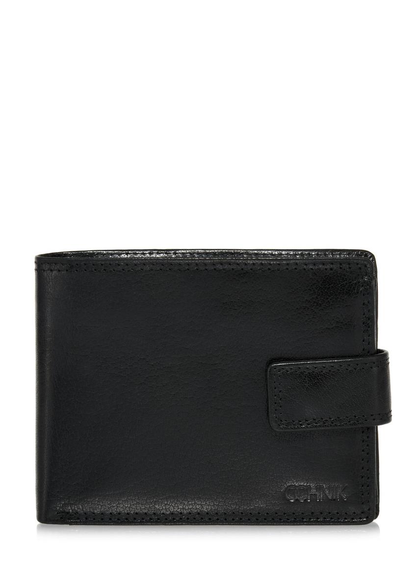 Men's black leather clasp wallet PORMS-0553-99(W24)-08