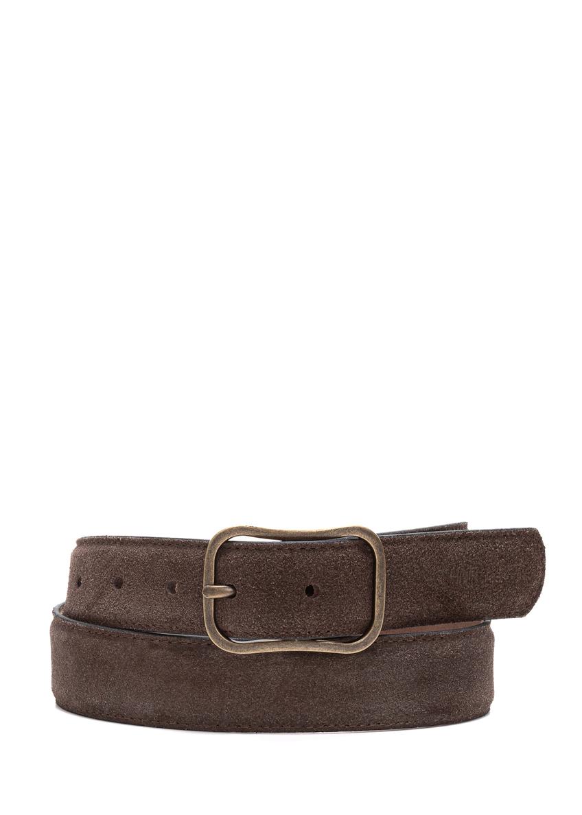 Chocolate leather women's belt PASDS-0317-90(Z25), front product view on white background.