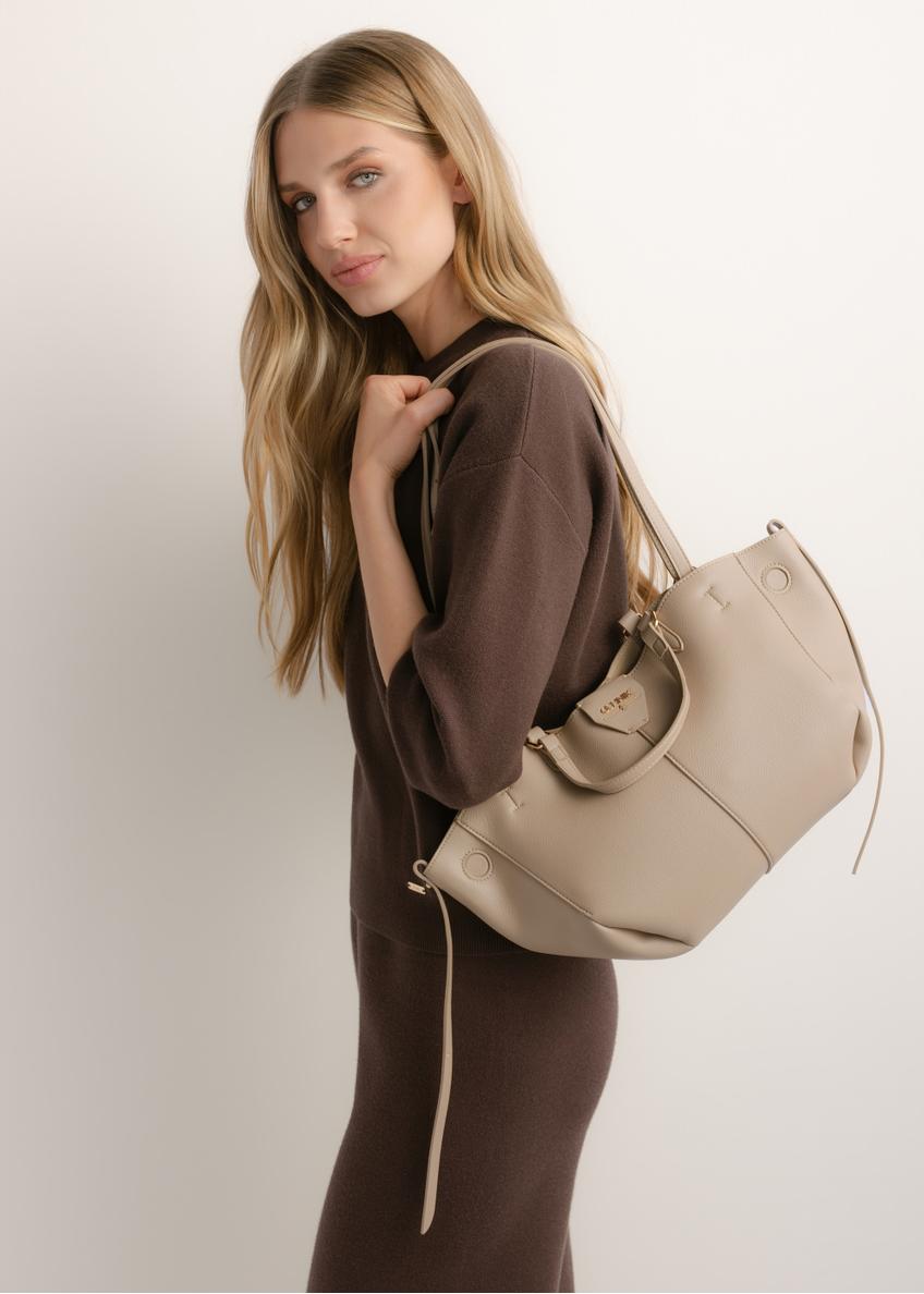 Beige women's shoulder bag TOREC-1231-1B(Z26)