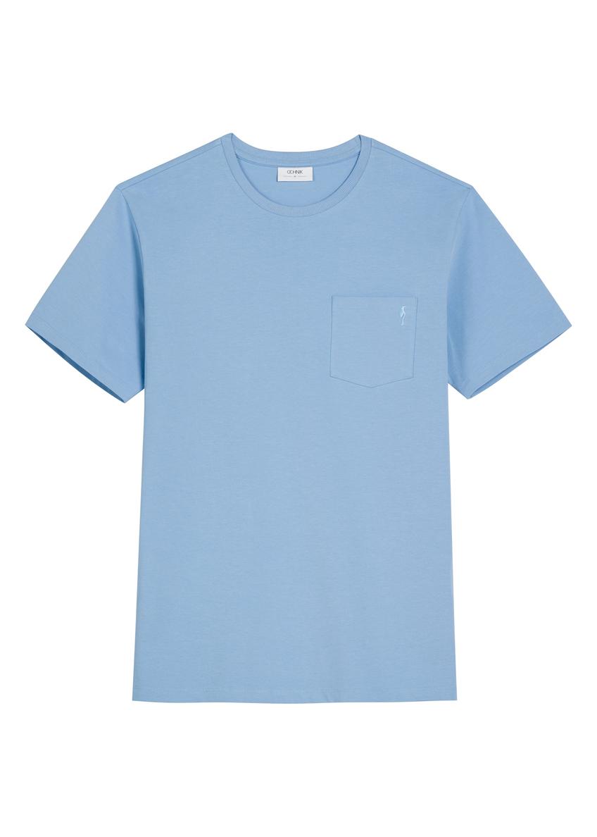 Blue men's T-shirt TSHMT-0137-7B(W26)