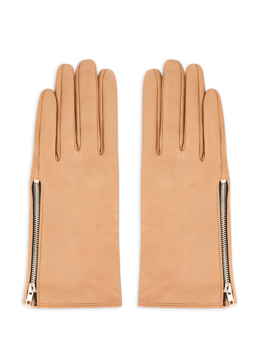 Women's leather gloves with zipper REKDS-0003A-81(Z25)