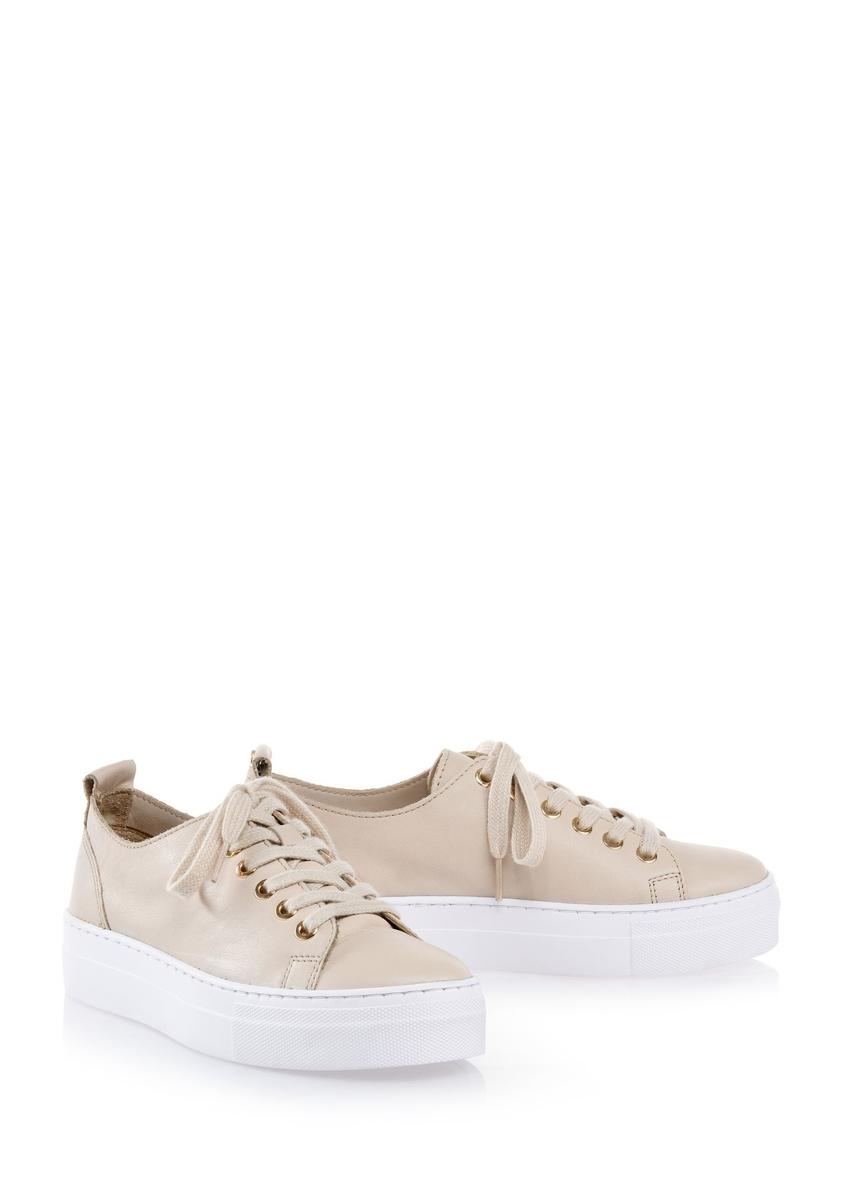 Women's tall beige leather sneakers BUTYD-1062-81(W25)