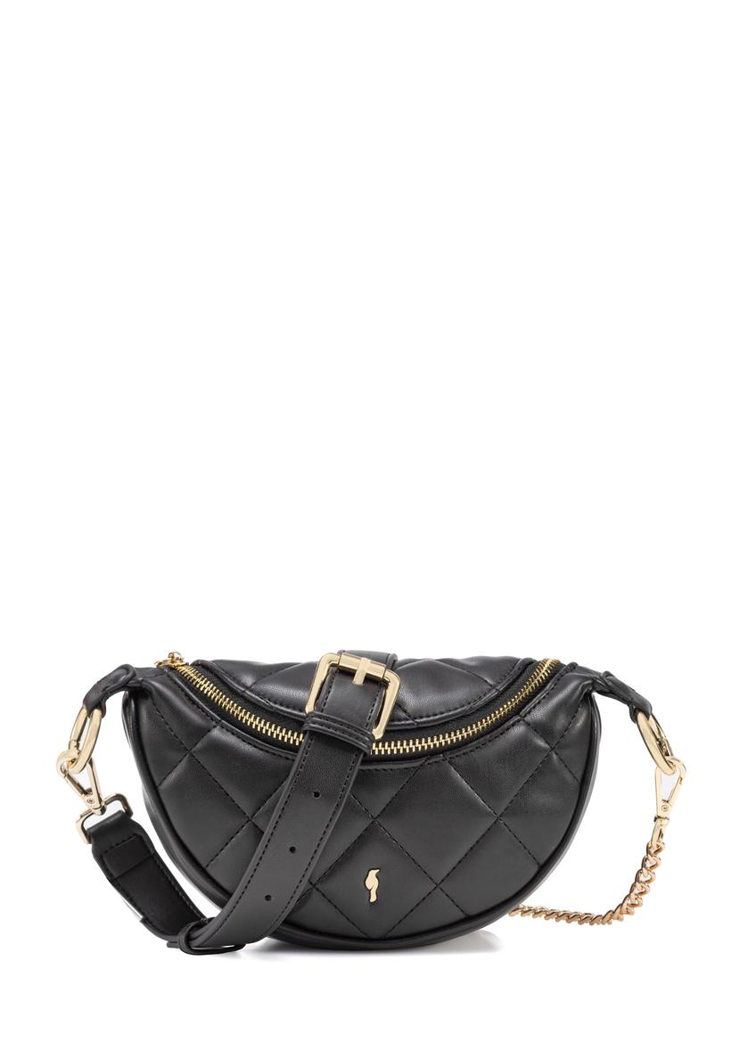 Black quilted women's handbag TOREC-1091-99(Z25), front product view on white background.