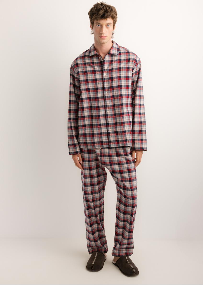 Men's two-piece pajama set PZMMT-0001-00(Z26), front view of the product on a model. Full-body view.