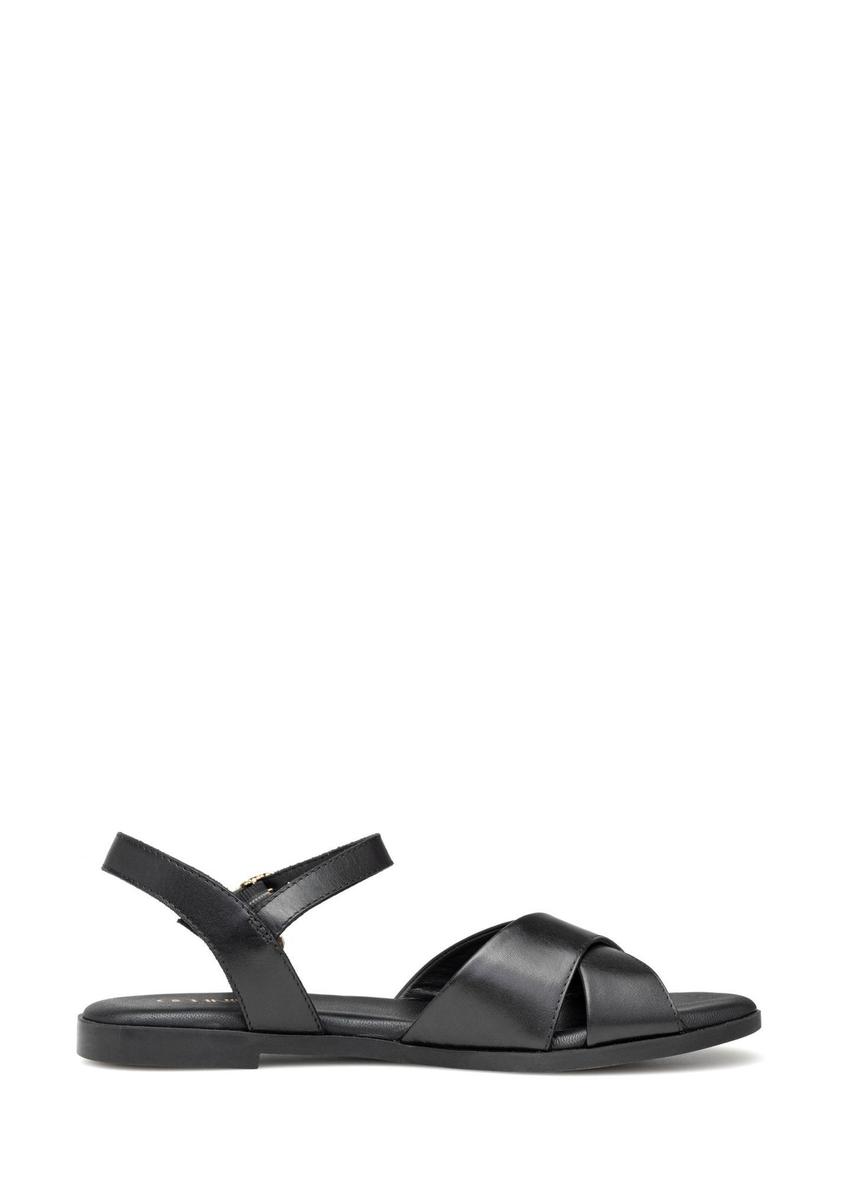 Women's leather sandals in black BUTYD-1259-99(W26)