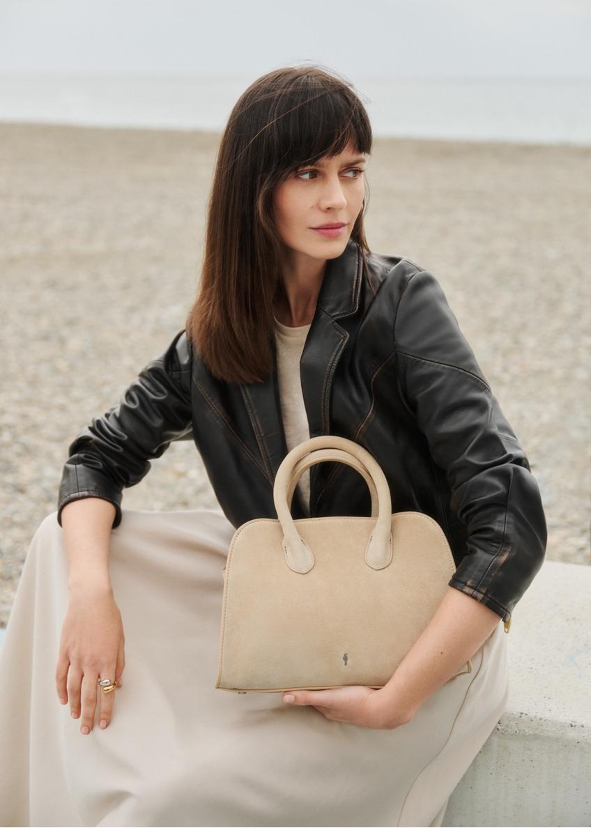 Cream suede women's handbag TORES-1295-0B(W26)