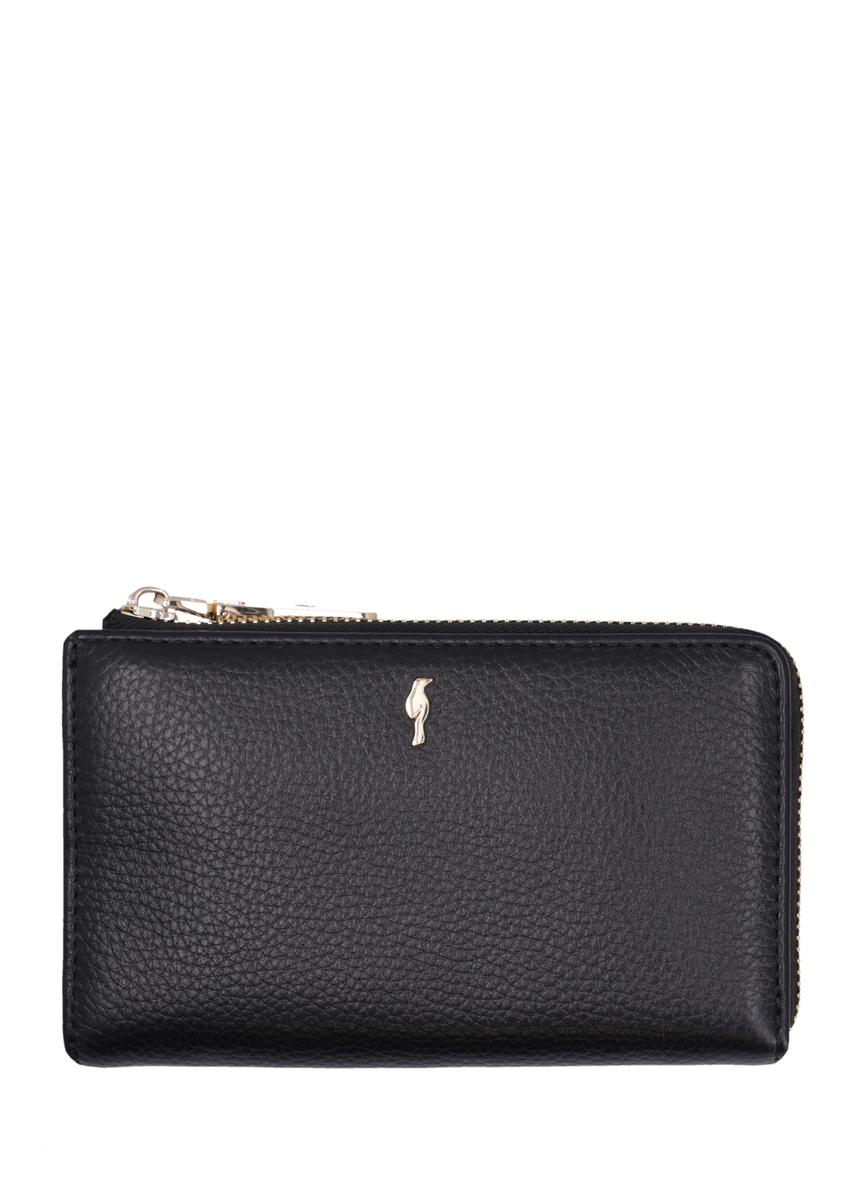 Black leather women's wallet PORES-0994-9I(Z26), front product view on white background.