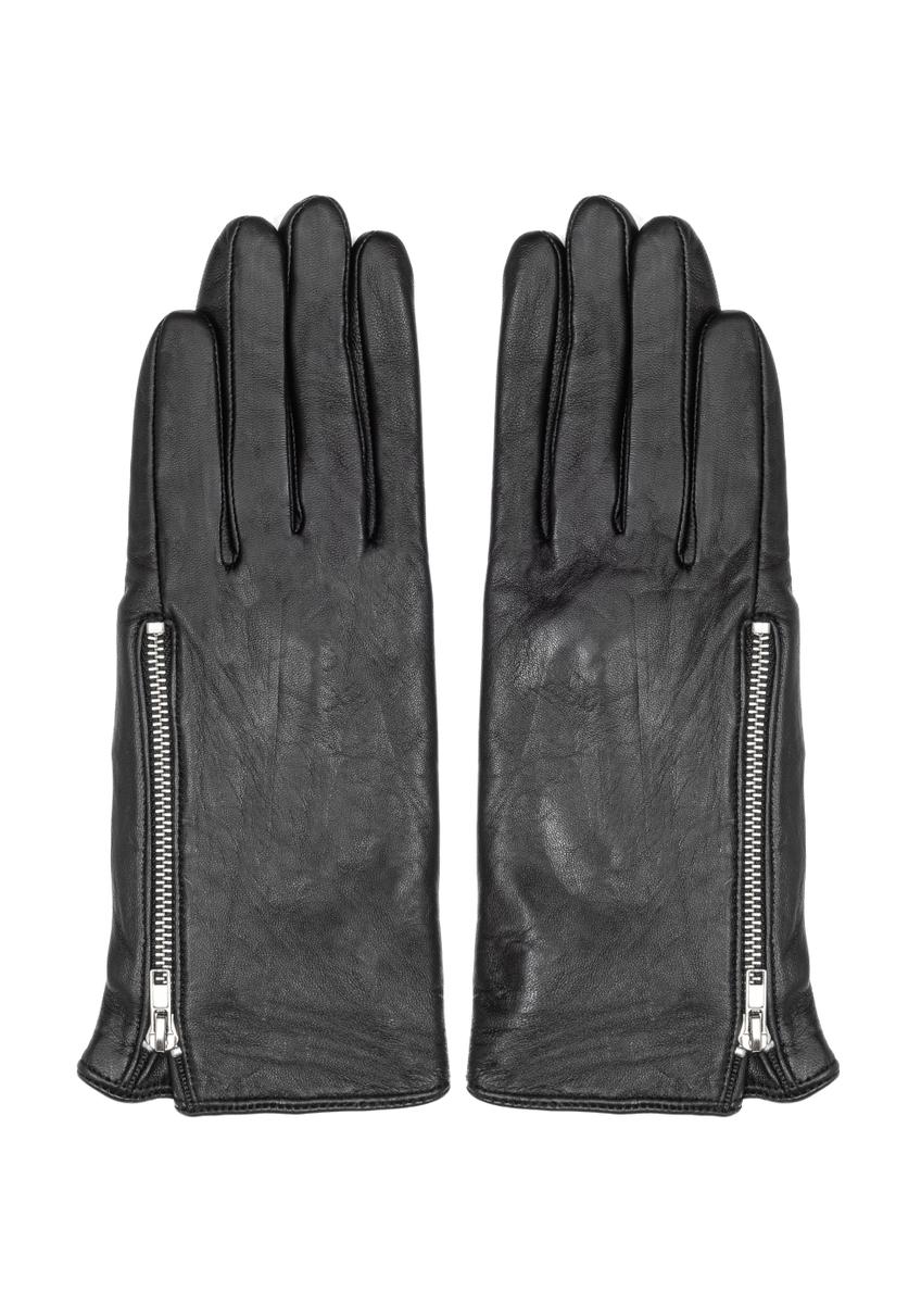 Women's leather gloves with zipper REKDS-0003A-99(Z26)
