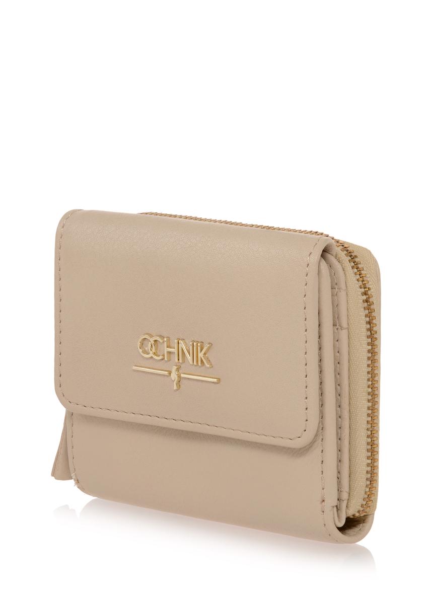 Women's small cream leather wallet PORES-0849A-81(W23)