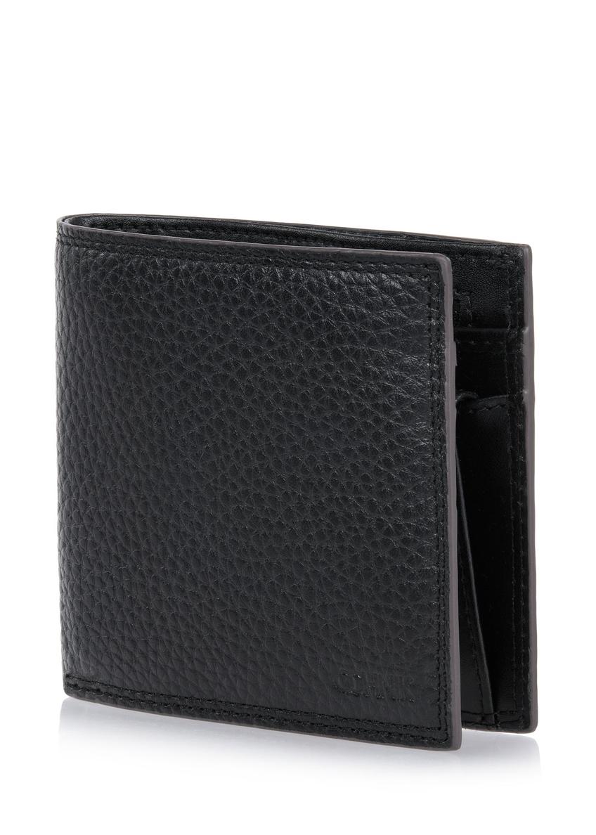 Unbuttoned black leather men's wallet with RFID PORMS-006RFID-99(W24)