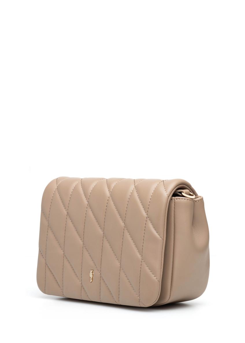 Beige women's handbag with stitching TOREC-1151-1D(W26)