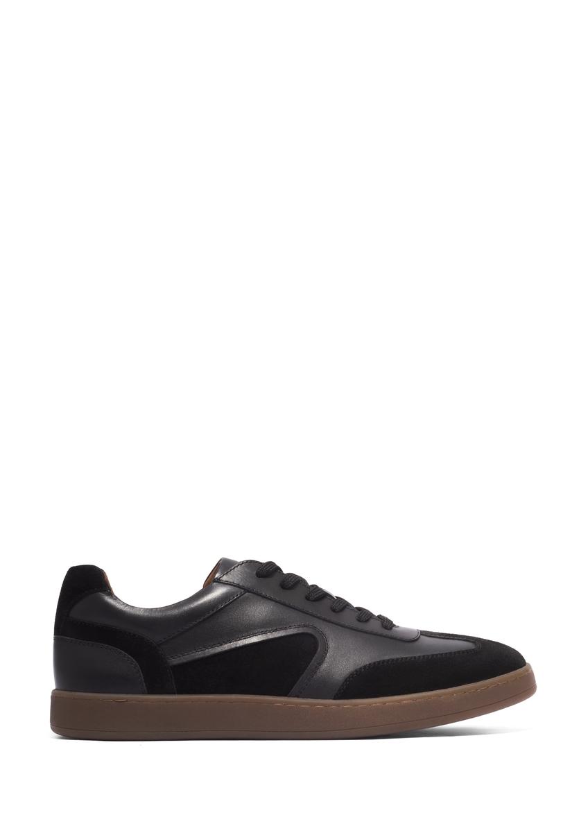 Black leather sports shoes BUTYM-0573-9J(Z26), side view of the product on a white background.