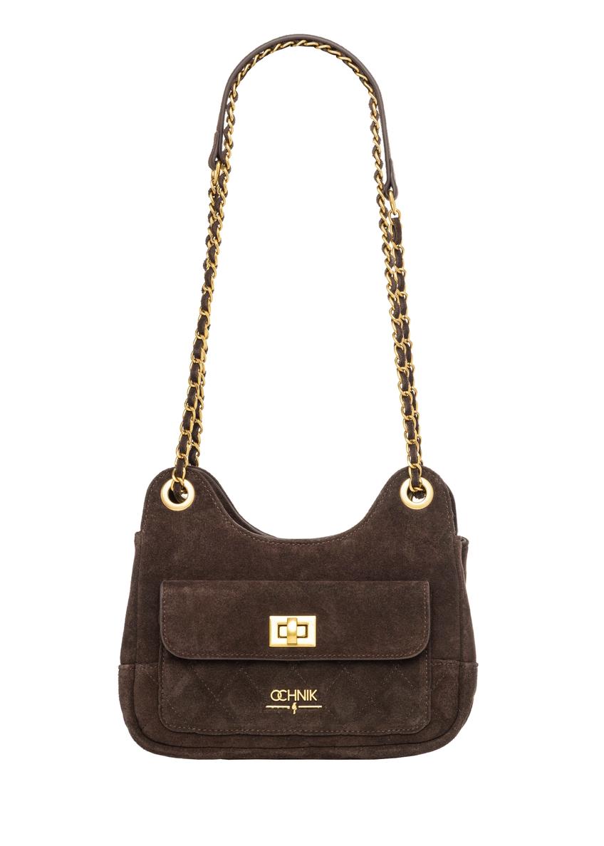 Brown suede small women's handbag TORES-1409-1I(Z26)
