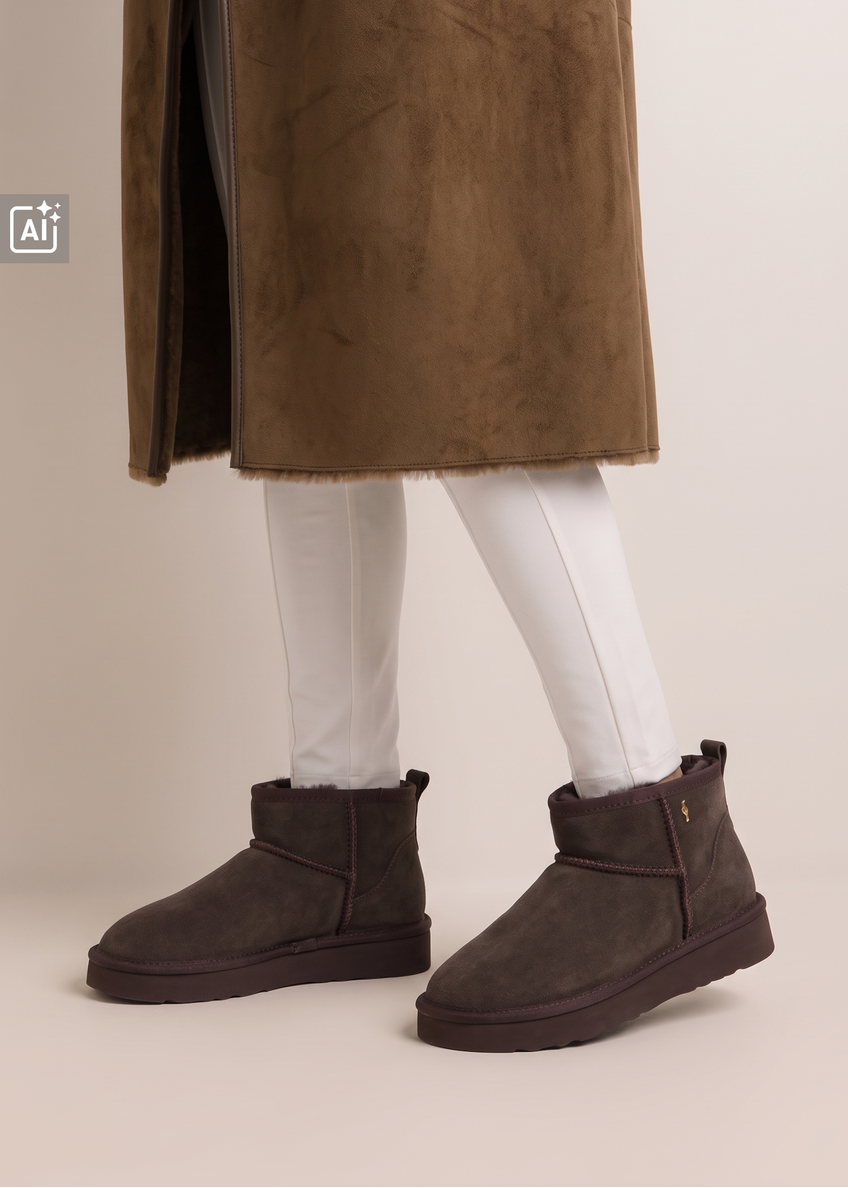 Dark brown short women's snow boots BUTYD-1138-1I(Z26)