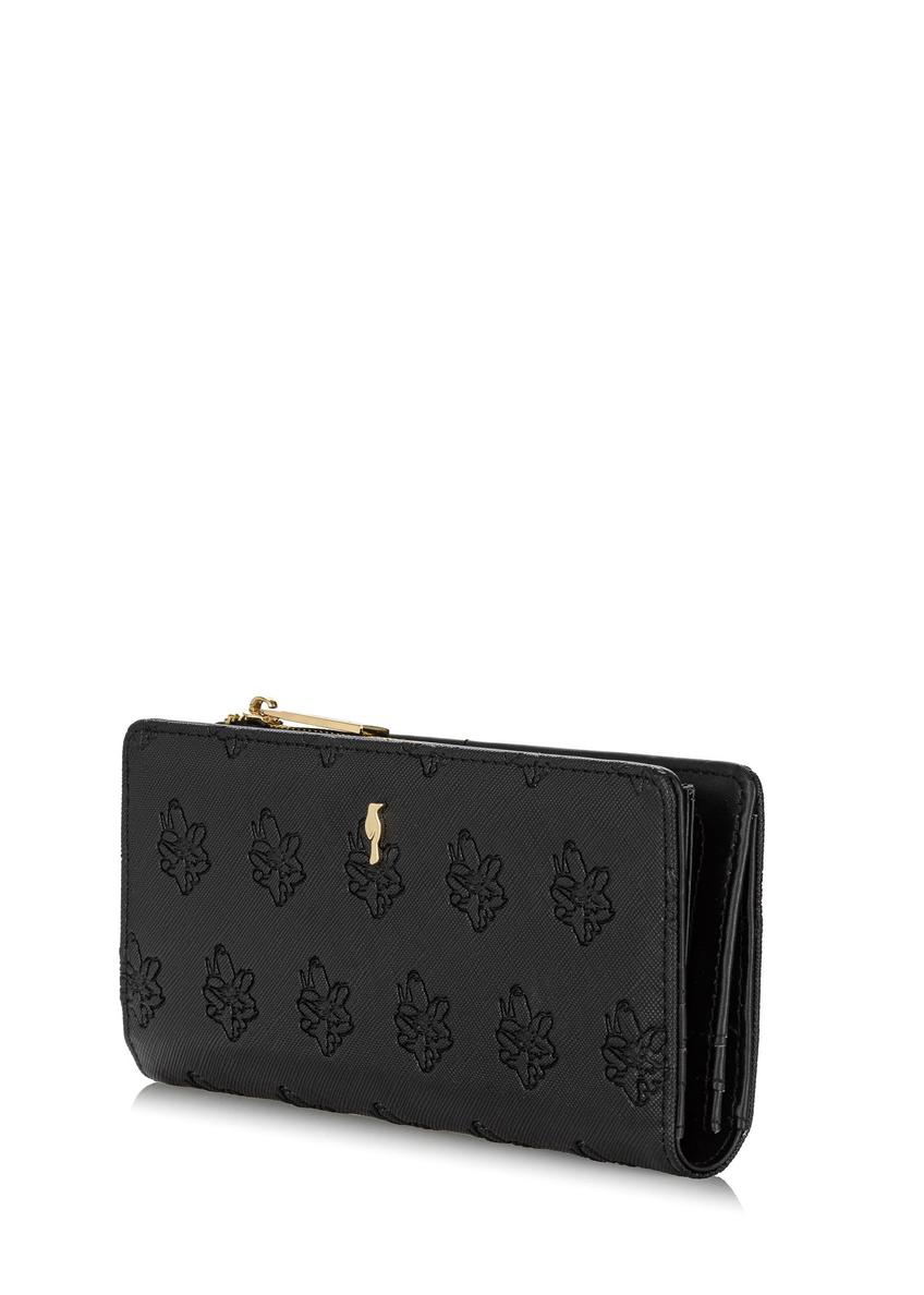 Large black ladies wallet with embossing POREC-0363-99(W24)