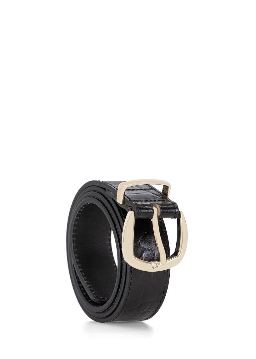 Black croco leather women's belt PASDS-0322-9G(W26)