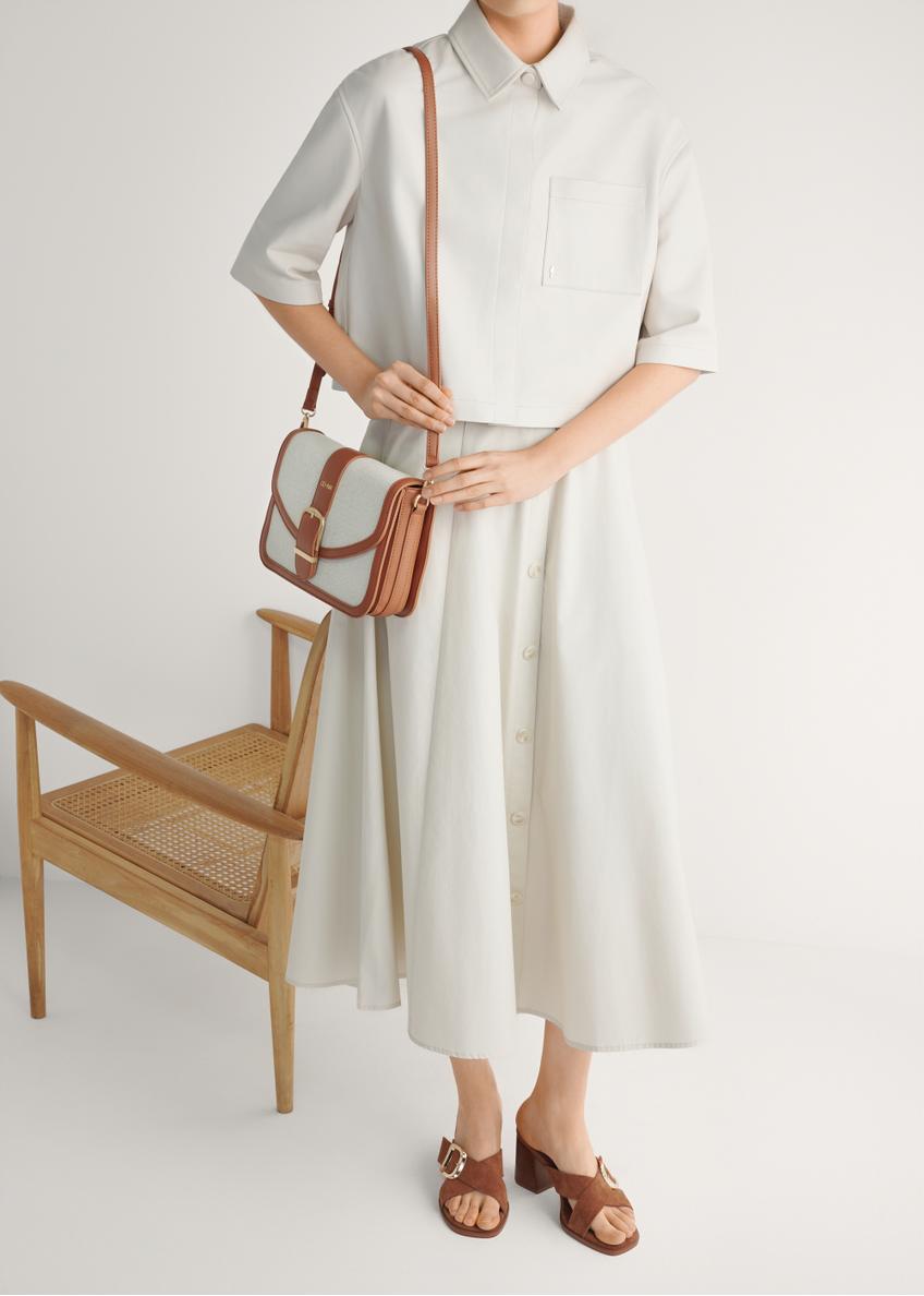 Women's suede mules with a block heel BUTYD-1228-1D(W26)