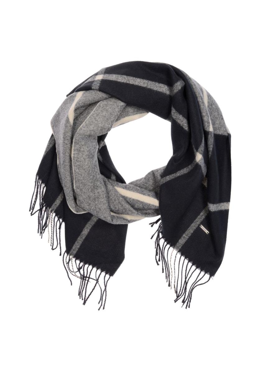 Grey checkered women's scarf SZADT-0100-98(Z23)-04
