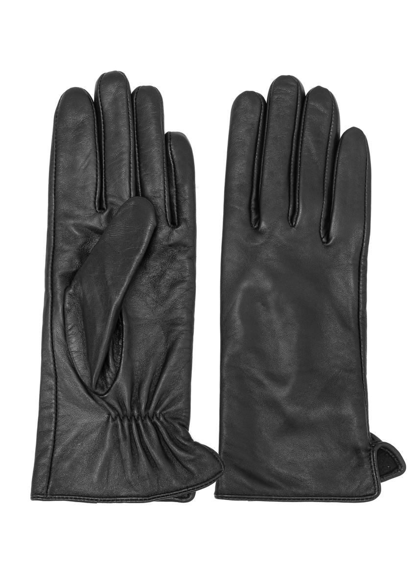 Women's black leather gloves REKDS-0001A-99(Z25)