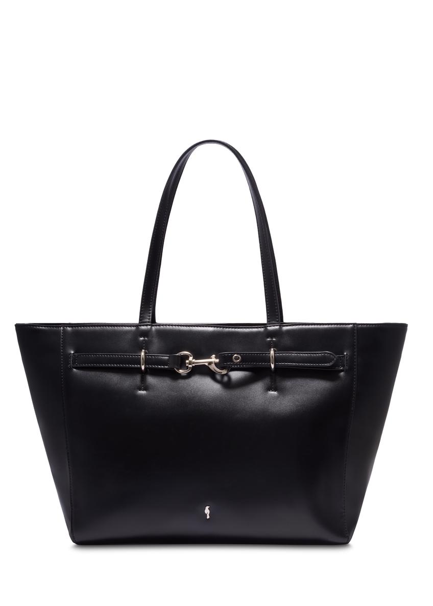 Women's shopper bag in black TOREC-1340-99(Z26), front view of the product on a white background.