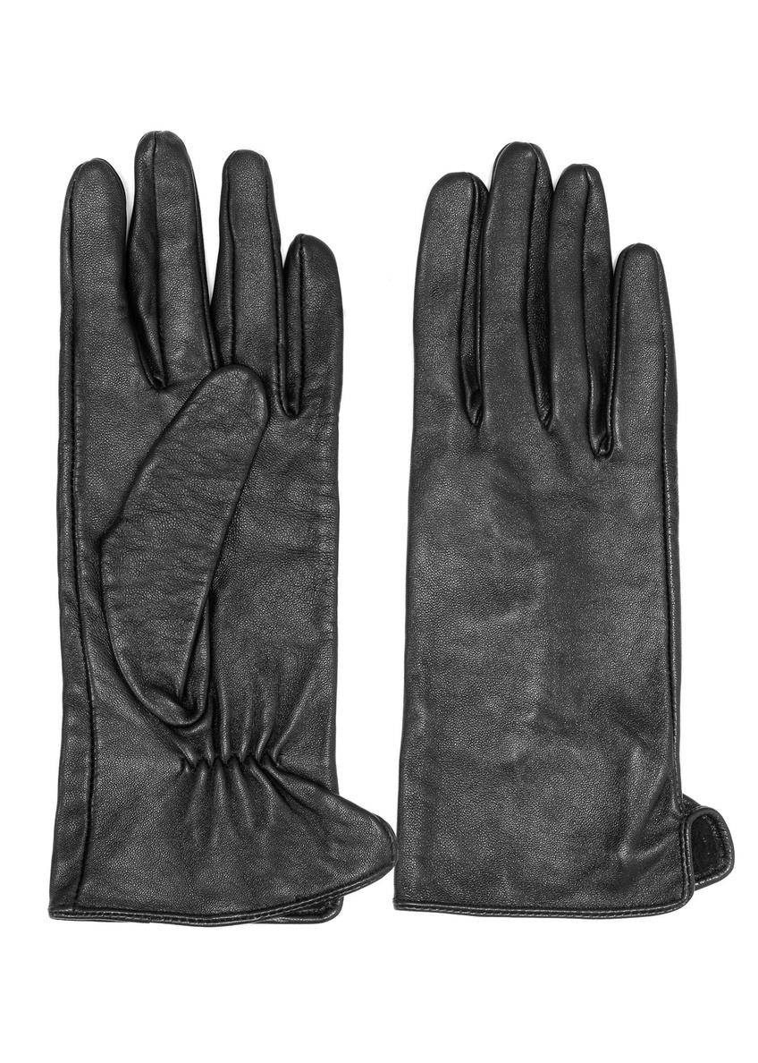Men's leather gloves in black REKMS-0009A-99(Z25)