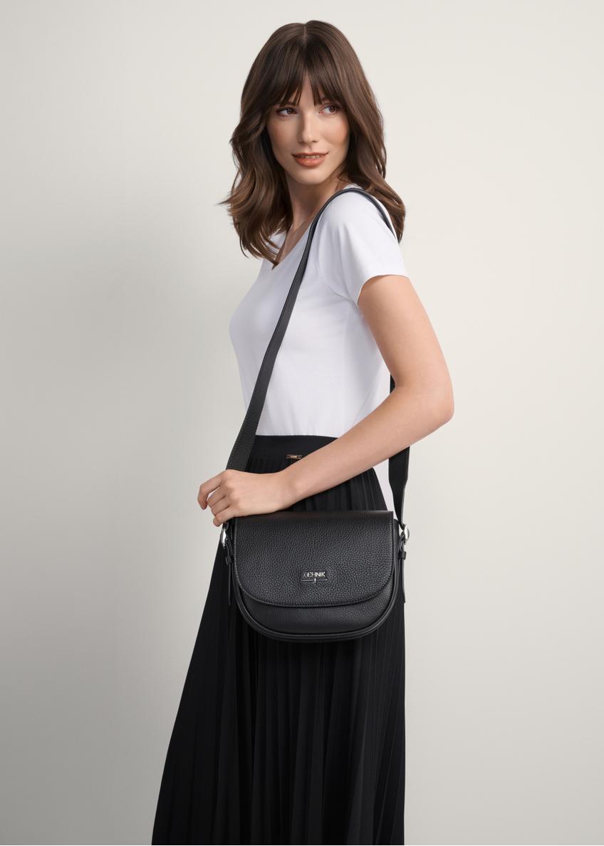 Women's black pebbled messenger bag TORES-1122D-99(Z25)