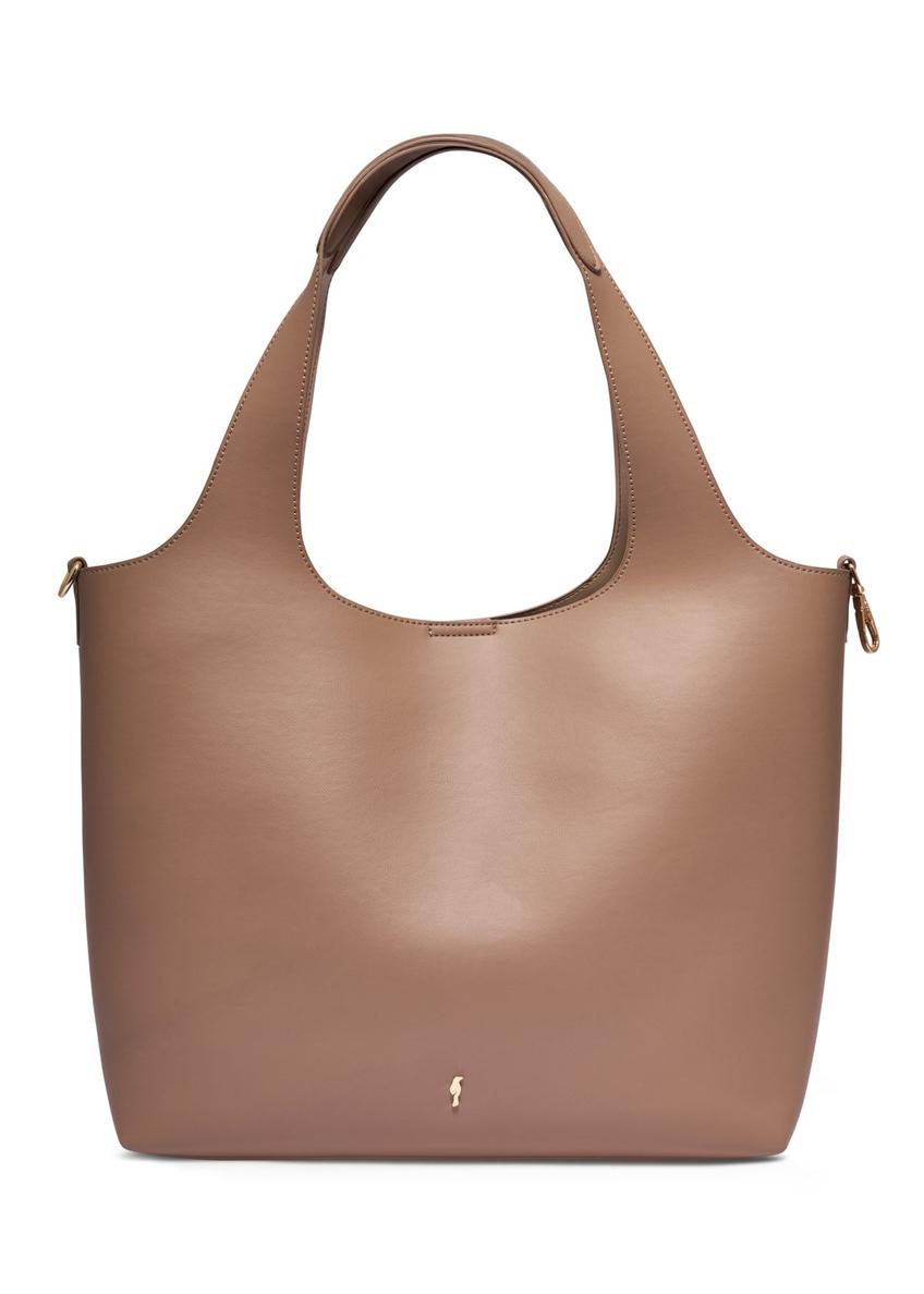 Beige women's shopper bag TOREC-1259-1B(Z26) - front product view, on white background.
