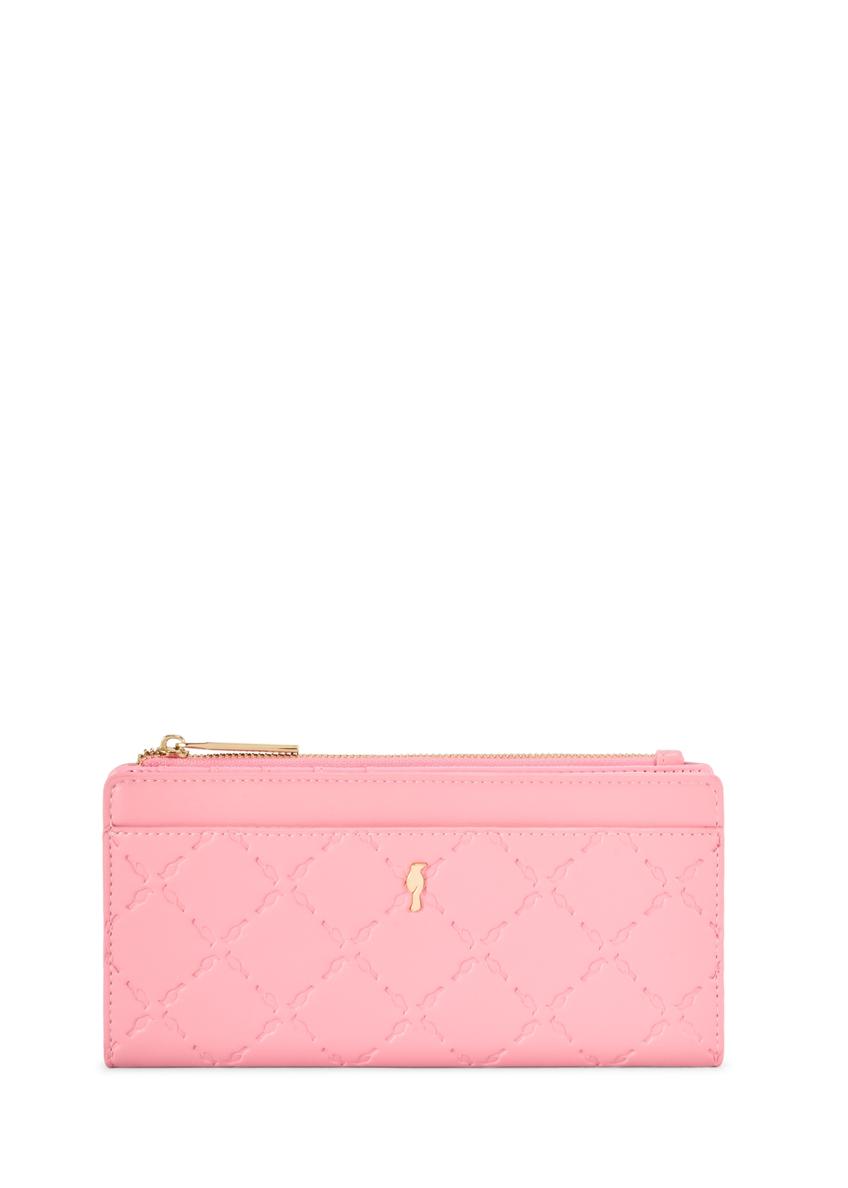 Pink large women's wallet POREC-0406-5B(W26) - front product view, on white background.