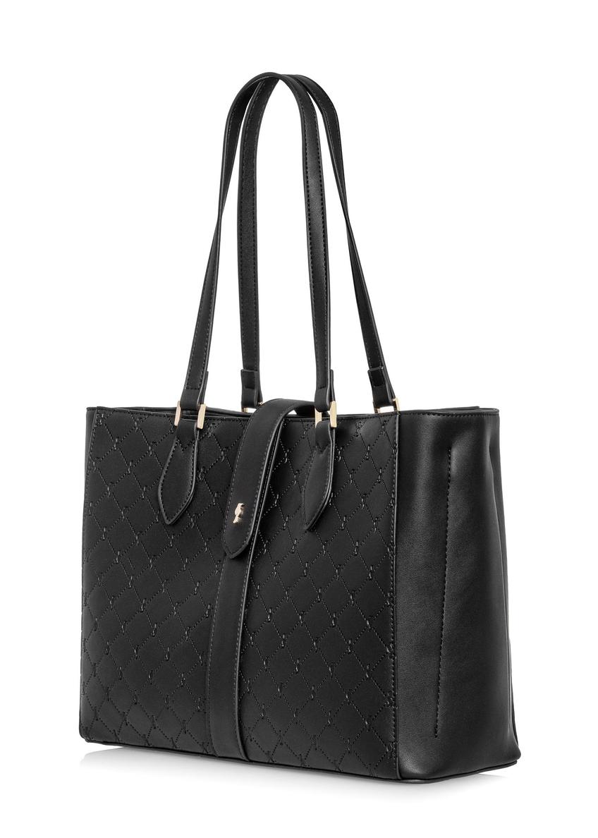 Black women's handbag with monogram TOREC-0831A-98(Z25)