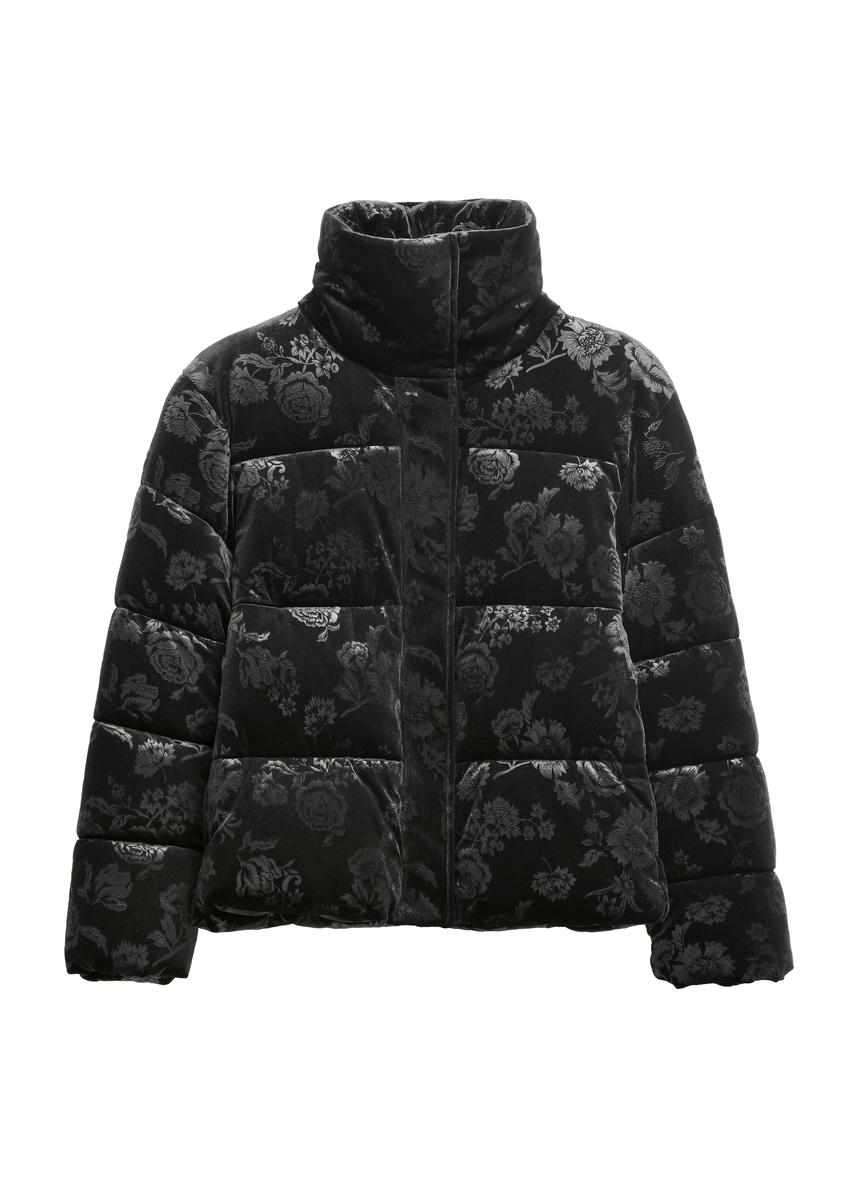 Women's black floral jacket KURDT-0673-99(Z26)