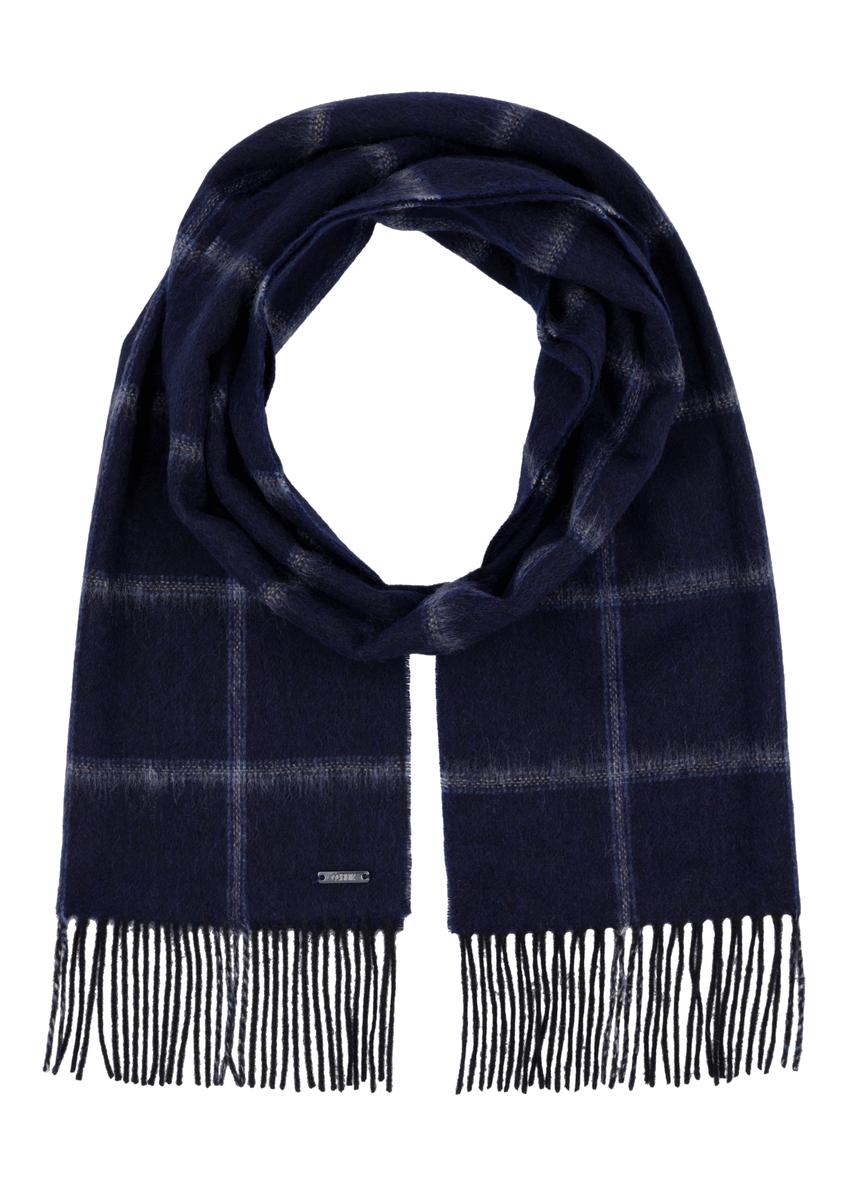 Men's woolen checkered scarf SZAMT-0087-9J(Z26), front product view on white background.