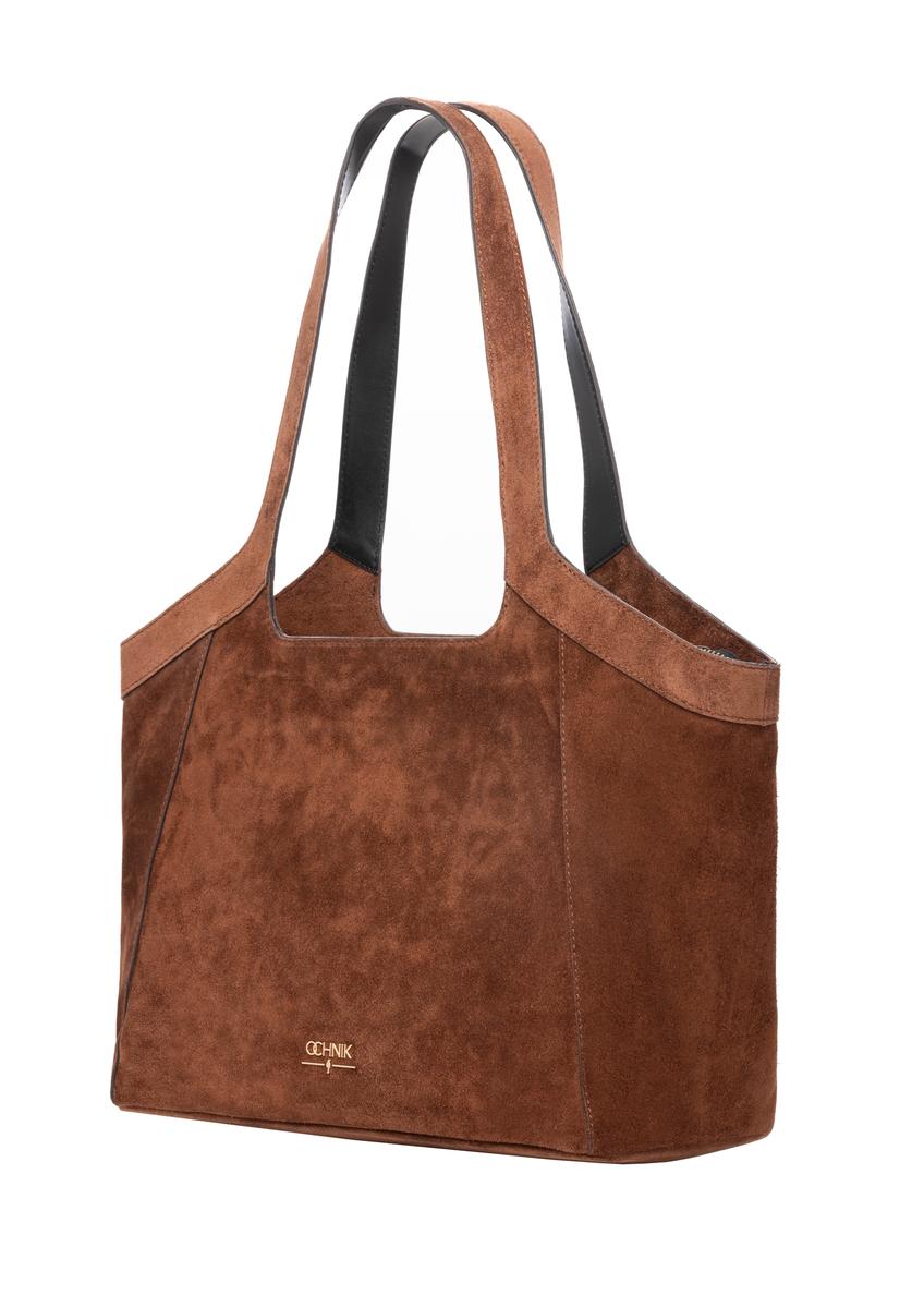 Cognac suede large women's handbag TORES-1169-1F(W26)