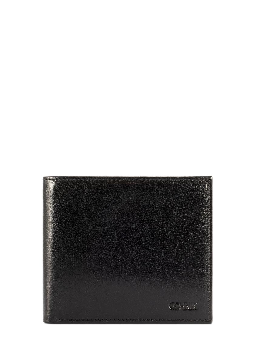 Black men's leather wallet PORMS-0675-99(W26), front product view on white background.