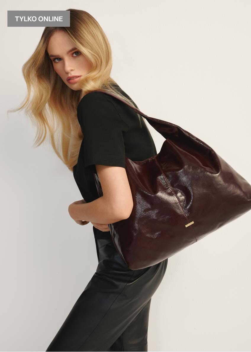 Large burgundy leather women's handbag TORES-1179-49(Z25)