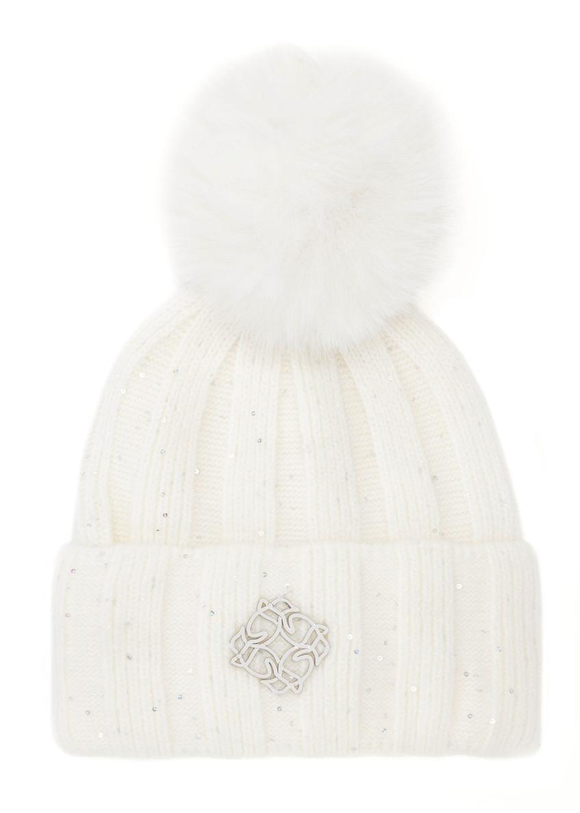 Cream women's nylon hat CZADT-0215-12(Z25) - front product view on white background.
